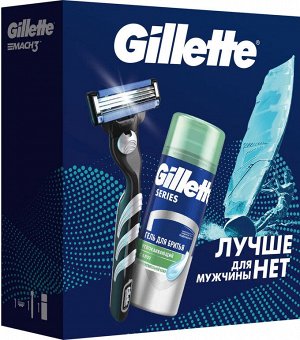 Мужской набор Gillette с бритвой Gillette Mach3 и гелем для бритья