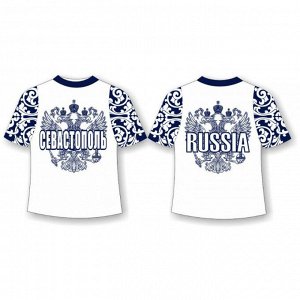 Детская футболка Севастополь хохлома синяя