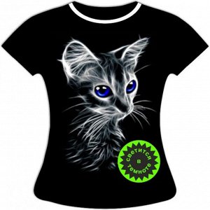 Женская футболка больших размеров с котенком 761