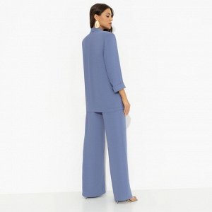 Брючный костюм на подплечниках, Стиль по-французски (blue, 2 в 1)