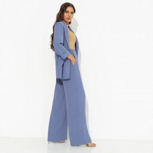 Брючный костюм на подплечниках, Стиль по-французски (blue, 2 в 1)