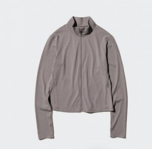UNIQLO Женская лёгкая куртка AIRism с высокой эластичной застежкой-молнией, длинный рукав 474964 черный