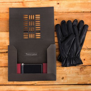 Подарочный набор "С уважением": перчатки и зажим для денег, экокожа