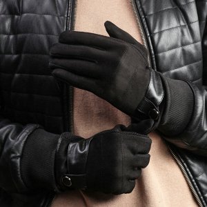 Перчатки мужские, безразмерные, с утеплителем, для сенсорных экранов, цвет чёрный
