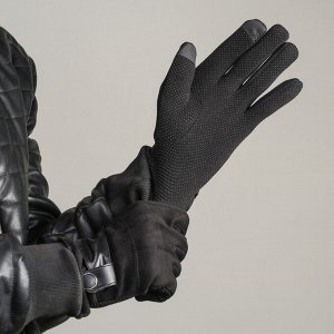Перчатки мужские, безразмерные, с утеплителем, для сенсорных экранов, цвет чёрный