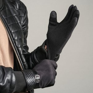Перчатки мужские безразмерные, без подклада, для сенсорных экранов, цвет чёрный