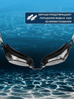 Очки для плавания ONLYTOP, беруши, цвет чёрный