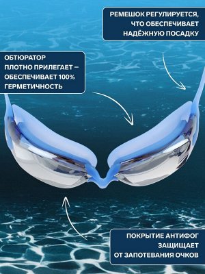 Очки для плавания ONLYTOP, беруши, цвета МИКС