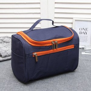 Косметичка-сумочка, отдел с карманами на молнии, наружный карман, цвет синий
