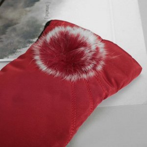 Перчатки женские утеплённые безразмерные, комбинированные, цвет бордовый