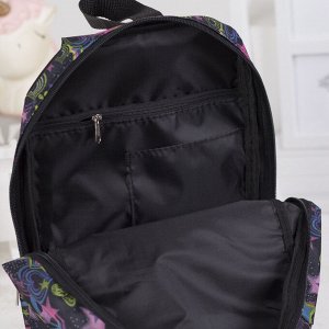 Рюкзак детский, отдел на молнии, 2 наружных кармана, цвет чёрный