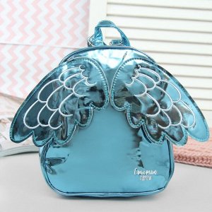 Рюкзак детский, отдел на молнии, с крыльями, цвет голубой