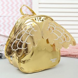 Рюкзак детский, отдел на молнии, с крыльями, цвет золото