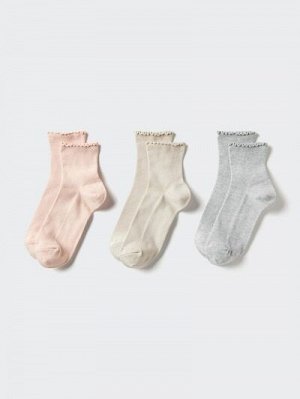 UNIQLO - женские носки с оборками (3 пары) - 10 PINK