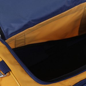 Сумка спортивная, отдел на молнии, 3 наружных кармана, длинный ремень, цвет синий/жёлтый