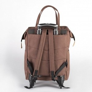 Сумка-рюкзак на колёсах, с сумкой-трансформером, отдел на молнии, наружный карман, цвет коричневый