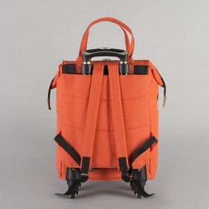 Сумка-рюкзак на колёсах, с сумкой-трансформером, отдел на молнии, наружный карман, цвет оранжевый