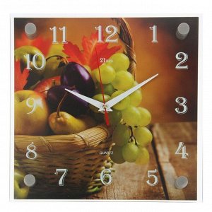 Часы настенные, серия: Кухня, &quot;Корзина с фруктами&quot;, 25х25  см, микс