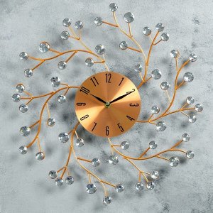 Часы настенные, серия: Ажур, "Цветы сакуры", медные, d=40 см