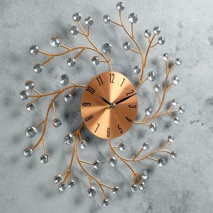 Часы настенные, серия: Ажур, "Цветы сакуры", медные, d=40 см