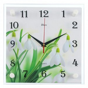 Часы настенные, серия: Цветы, "Подснежники", 25х25 см микс