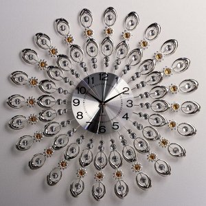 Часы настенные, серия: Ажур, "Стальные Перья", плавный ход, d-69 см