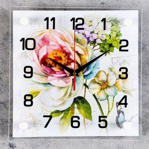 Часы-картина настенные, серия: Цветы, "Цветы", плавный ход, 25 х 25 см