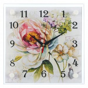 Часы настенные, серия: Цветы, "Цветы", 25х25 см  микс