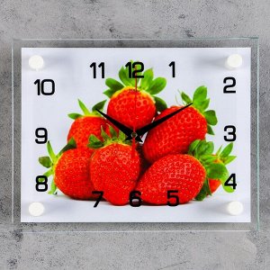 Часы настенные, серия: Кухня, "Клубника", стекло, 20х26  см, микс