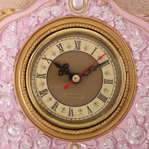 Часы настольные "Каминные", цвет  розовый, 21х19х6.5 см