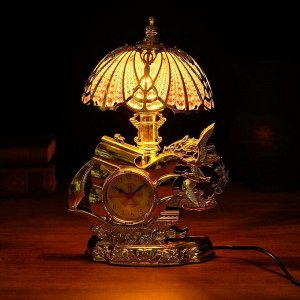 Часы будильник "Корабль с чайками" с светильником, микс, 27х19 см