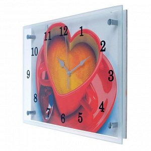 Часы настенные, серия: Кухня, "Чашка кофе сердце", в ассортименте 25х35 см