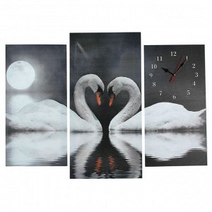 Часы настенные модульные «Пара лебедей при лунном свете», 60 х 80 см