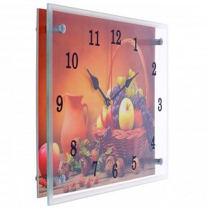 Часы настенные, серия: Кухня, "Корзинка фруктов", 25х35  см, в ассортименте