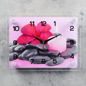 Часы настенные, серия: Цветы, "Цветок на камешках", 20х26 см