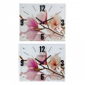 Часы настенные, серия: Цветы, "Бело-сиреневые цветы", 40х50  см, в ассортименте