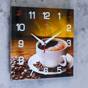 Часы-картина настенные, серия: Кухня, "Кофе", плавный ход, 25 х 25 см