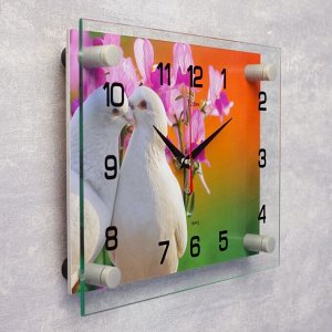Часы настенные, серия: Животный мир, "Белые голуби", 20х26 см, в ассортименте