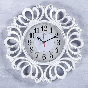 Часы настенные, серия: Классика, "Вермонт", белое золото, 45.5 см