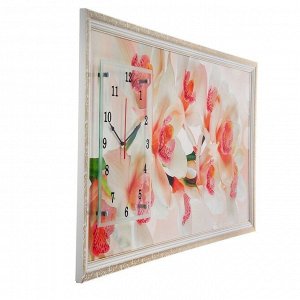 Часы-картина настенные, серия: Цветы, "Ветка орхидеи", 50х100  см, микс