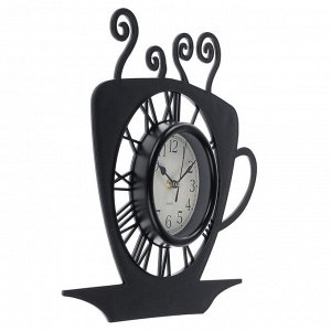 Часы настенные, серия: Кухня, "Кофейная чашка" черные, 31х33 см