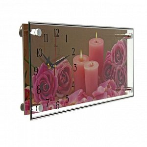 Часы настенные, серия: Цветы, "Розы и свечи", 20х50 см