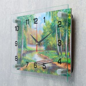 Часы настенные, серия: Природа, "Плотина в лесу", 20х26  см, микс