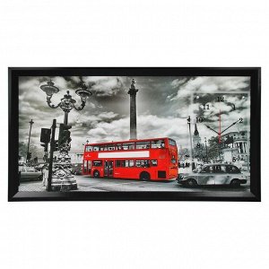 Часы-картина настенные, серия: Город, "Лондонский даблдекер", 50 х 100 см
