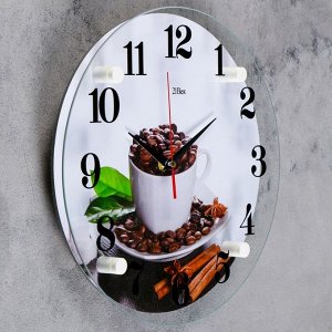 Часы настенные, серия: Кухня, "Чашка с кофейными зернами", 30х30 см микс