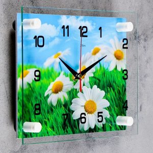 Часы настенные, серия: Цветы, "Ромашки", плавный ход, 20 х 26 см