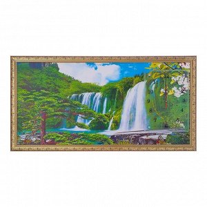 Часы-картина настенные, серия: Природа, "Водопад", 50х100  см, микс