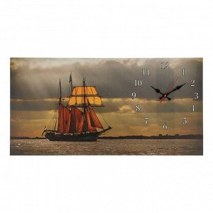 Часы-картина настенные, серия: Море, "Парусник", 40 х 76 см