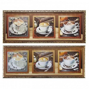 Часы-картина настенные, серия: Кухня, "Кофейная церемония", 35х100  см, в ассортименте