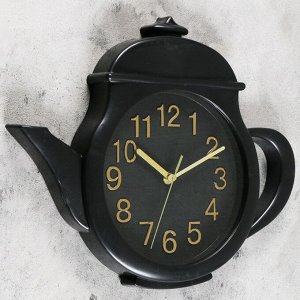 Часы настенные, серия: Кухня, "Заварник", черные. 31х38х4 см
